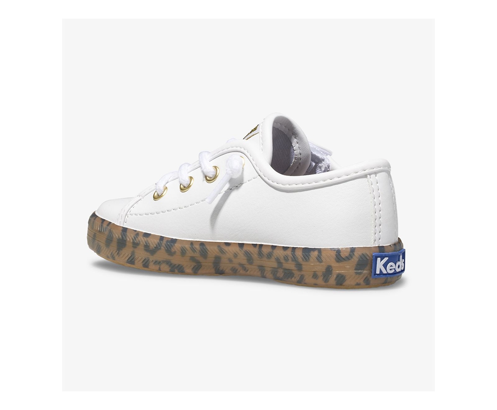 Basket Keds Enfant Blanche - Kickstart Leopard Foxing Jr. - 258-JLVQRZ